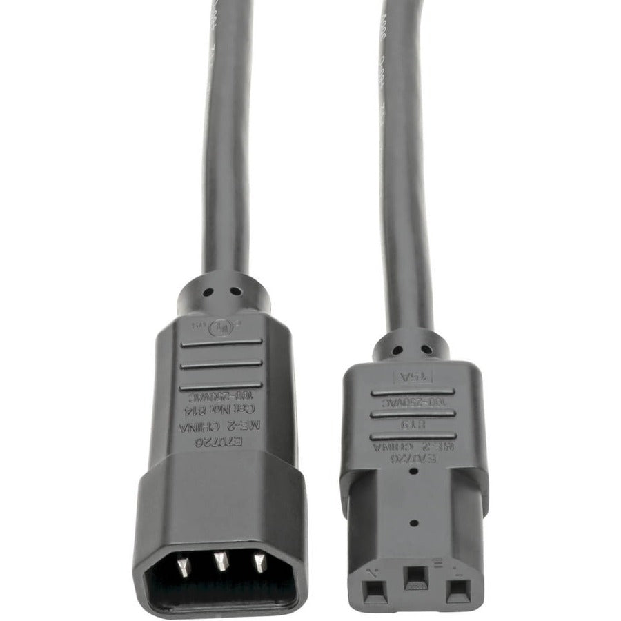 Tripp Lite 3ft Power Cord Extension Cable C14 to C13 Heavy Duty 15A 14AWG 3' - 14 Gauge - 250 V AC15 A - Black - 3 ft Cord Length - P005-003 - eCommerce Business Prime
