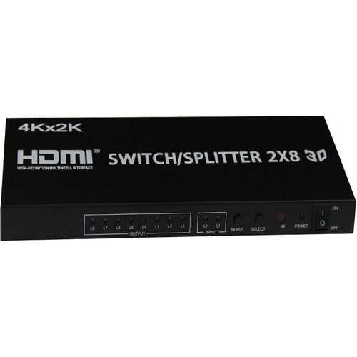 4XEM 2x8 Port HDMI video switcher/splitter - 4XEM 2x8 Port high speed HDMI video switcher/splitter fully supporting 1080p, 3D for Blu-Ray, gaming consoles and all other HDMI compatible devices - 4XHDMI2X84K - eCommerce Business Prime