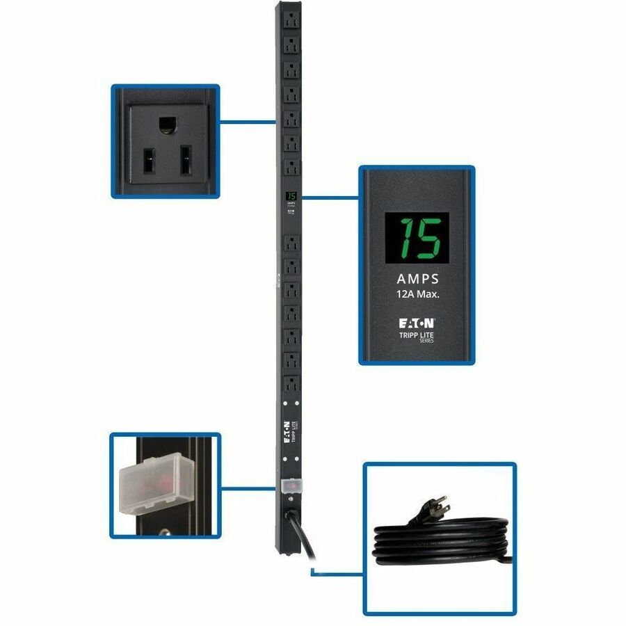 Tripp Lite PDU Metered 120V 15A 5-15R 14 Outlet 5-15P 36 Inch Height 0URM - NEMA 5-15P - 14 x NEMA 5-15R - PDUMV15-36 - eCommerce Business Prime