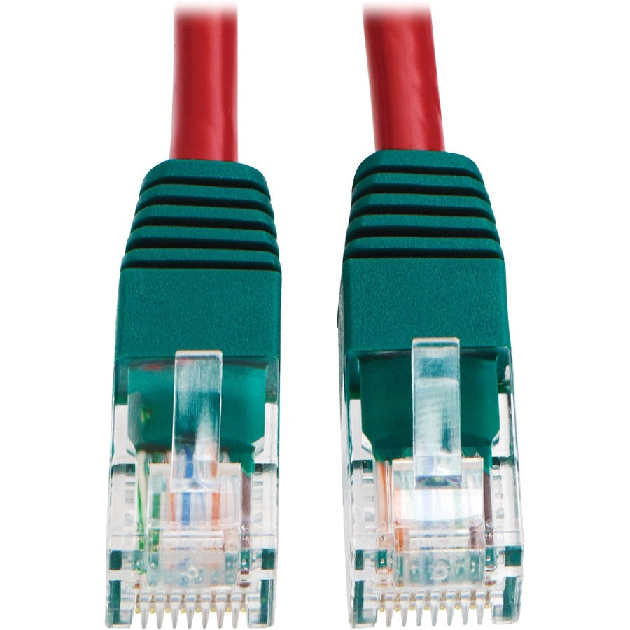 Tripp Lite 10ft Cat5e Cat5 Molded Snagless Crossover Patch Cable RJ45 Red 10' - 10 ft Category 5e Network Cable for Network Device, Switch - First End: 1 x RJ-45 Network - Male - Second End: 1 x RJ-45...  - N010-010-RD - eCommerce Business Prime