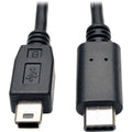 Tripp Lite USB 2.0 Hi-Speed Cable 5-Pin Mini-B to USB Type-C USB-C M/M 6ft - USB - 60 MB/s - 6 ft - 1 x Mini Type B Male USB - 1 x Type C Male USB - Gold-plated Contacts, Nickel Plated - Shielding - B...  - U040-006-MINI - eCommerce Business Prime