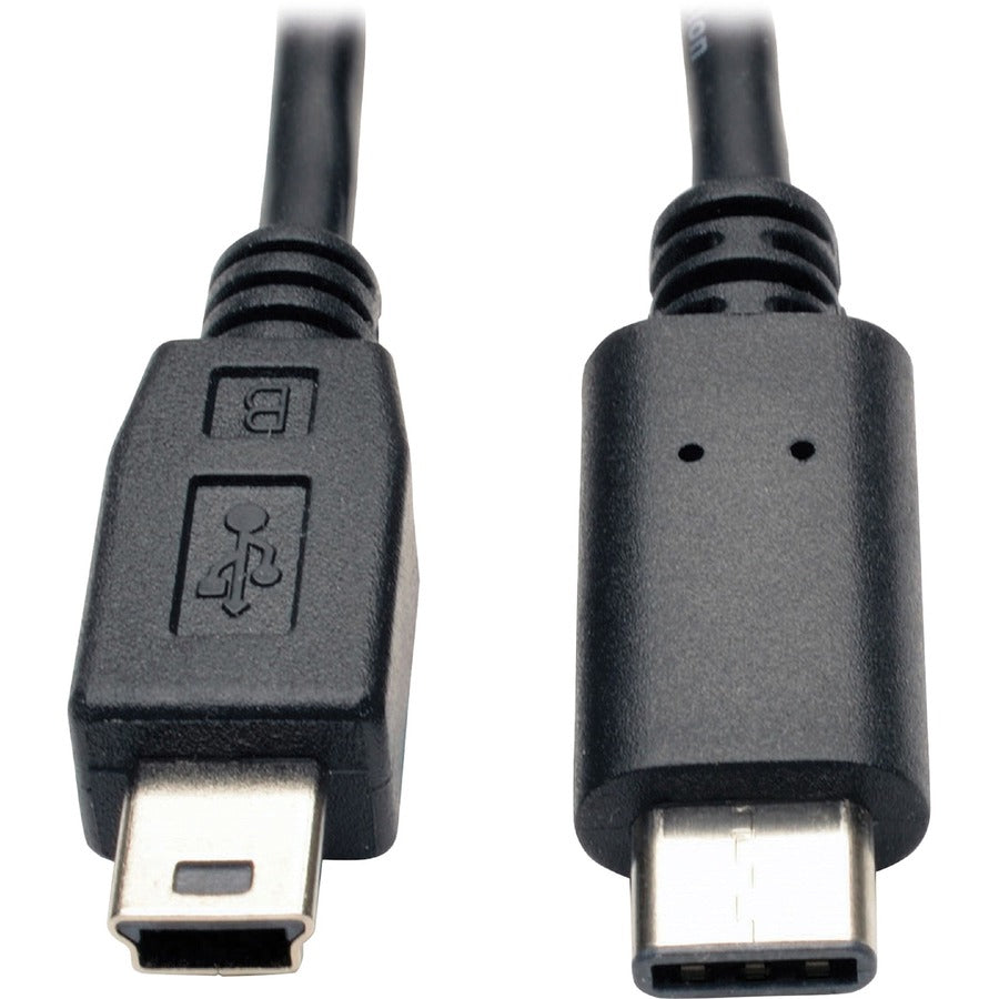 Tripp Lite USB 2.0 Hi-Speed Cable 5-Pin Mini-B to USB Type-C USB-C M/M 6ft - USB - 60 MB/s - 6 ft - 1 x Mini Type B Male USB - 1 x Type C Male USB - Gold-plated Contacts, Nickel Plated - Shielding - B...  - U040-006-MINI - eCommerce Business Prime
