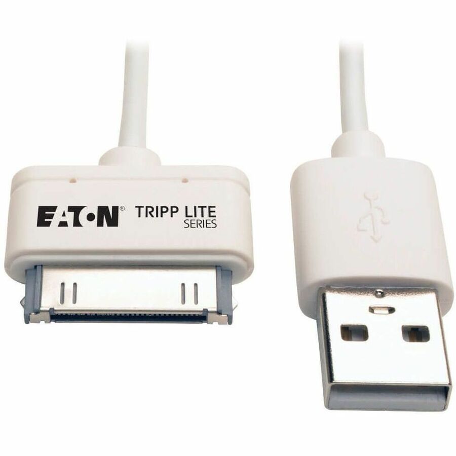 Tripp Lite 3ft USB/Sync Charge Cable 30-Pin Dock Connector for Apple White 3' - 3 ft Apple Dock Connector/USB Data Transfer Cable for iPhone, iPod, iPad, Chromebook - First End: 1 x USB Type A - Male  - M110-003-WH - eCommerce Business Prime