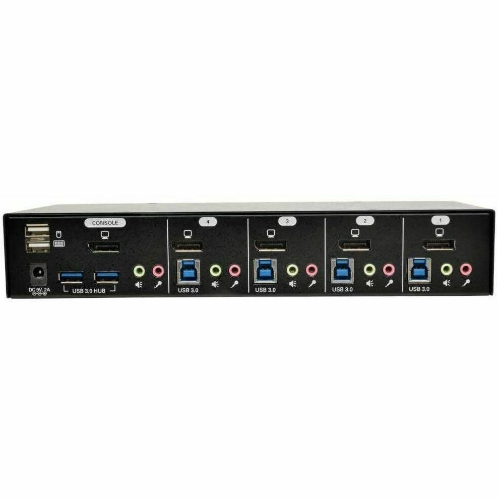 Tripp Lite 4-Port DisplayPort KVM Switch w/Audio, Cables and USB 3.0 SuperSpeed Hub - 4 Computer(s) - 1 Local User(s) - 2560 x 1600 - 8 x USB - 5 x DisplayPort - B004-DPUA4-K - eCommerce Business Prime