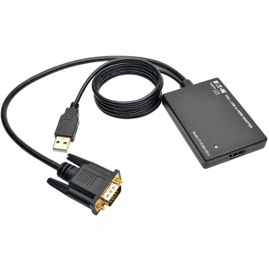 Tripp Lite VGA to HDMI Component Adapter Converter with USB Audio Power VGA to HDMI 1080p - Functions: Signal Conversion - 1920 x 1080 - VGA - USB - 1 Pack - External - P116-003-HD-U - eCommerce Business Prime
