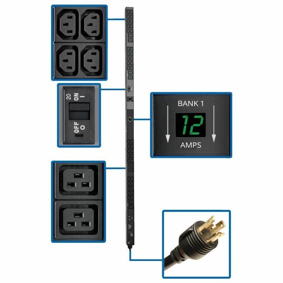 Tripp Lite PDU Metered Vertical 5.8kw 208/240V 8 C19 40 C13 L6-30P 0U TAA - NEMA L6-30P - 8 x IEC 60320 C19, 40 x IEC 60320 C13 - PDUMV30HV2 - eCommerce Business Prime