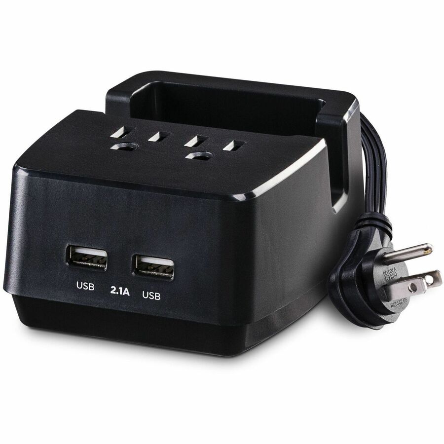 CyberPower PS205U Power Stations 2 Outlet Power Station - 5 ft, NEMA 5-15P Plug Type, 2 - 2.1 Amps (Shared) USB, Black, 1YR Warranty - PS205U - eCommerce Business Prime