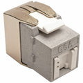 Tripp Lite Cat6a Keystone Jack with Dust Shutter, 180-Degree Toolless - Silver - 1 x RJ-45 Female - Cat6a UTP - 110 punchdown IDC TAA - N238-001-GY-TFA - eCommerce Business Prime