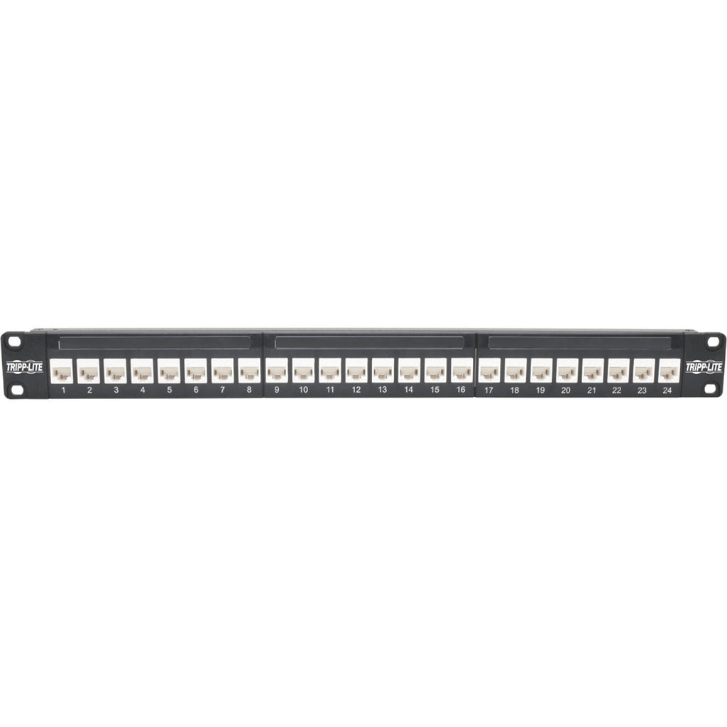 Tripp Lite 24-Port Cat6a Patch Panel Feedthrough Rackmount RJ45 Ethernet 1U - 24 Port(s) - 24 x RJ-45 - 1U High - Rack-mountable - N254-024-6A - eCommerce Business Prime
