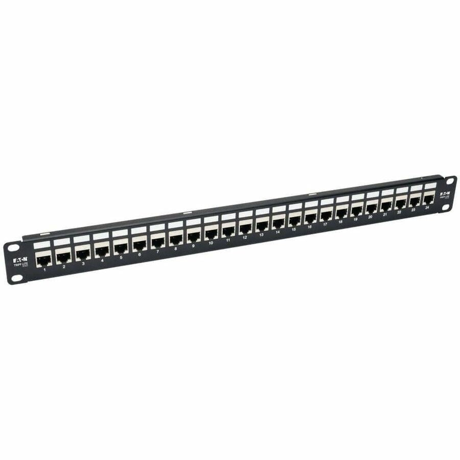 Tripp Lite 24-Port Cat6a Patch Panel Shielded Feedthrough Rackmount RJ45 1U - 24 Port(s) - 24 x RJ-45 - 1U High - Rack-mountable - N254-024-SH-6A - eCommerce Business Prime