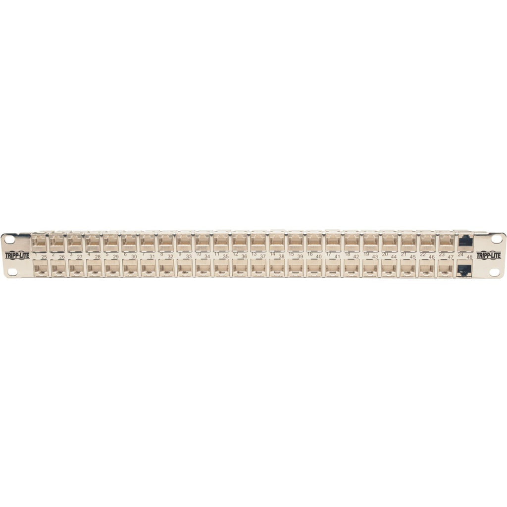 Tripp Lite 48-Port Cat6a Patch Panel Rackmount Shielded Feedthrough RJ45 1U - 48 Port(s) - 48 x RJ-45 - 1U High - Rack-mountable - N254-048-SH-6A - eCommerce Business Prime