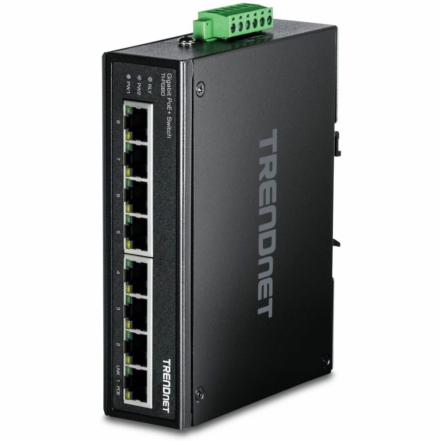 TRENDnet 8-Port Hardened Industrial Unmanaged Gigabit PoE+ DIN-Rail Switch, 200W Full PoE+ Power Budget, 16 Gbps Switching Capacity, IP30 Rated Network Switch, Lifetime Protection, Black, TI-PG80 - 8-...  - TI-PG80 - eCommerce Business Prime