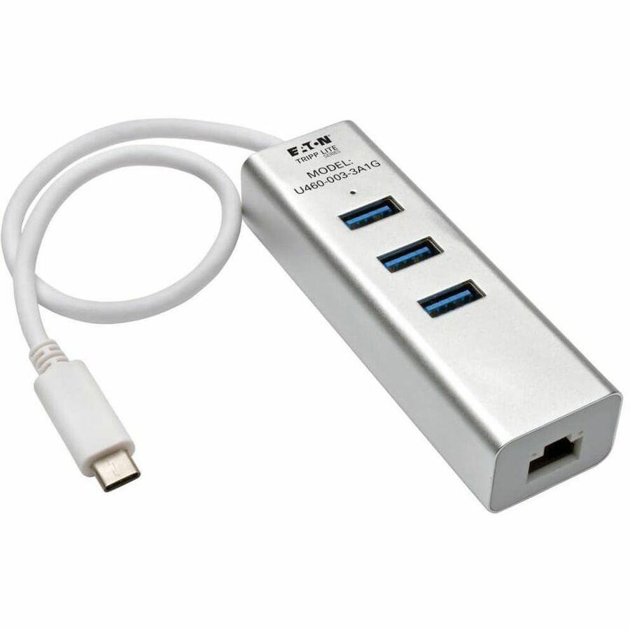 Tripp Lite 3-Port Portable USB 3.1 Gen 1 USB-C Gigabit Ethernet Adapter - USB Type C - External - 3 USB Port(s) - 1 Network (RJ-45) Port(s) - 3 USB 3.0 Port(s) - U460-003-3A1G - eCommerce Business Prime