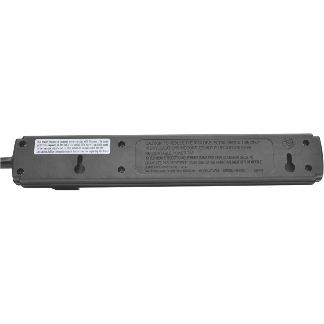 Tripp Lite Power Strip 6-Outlet 5-15R AC 6ft Cord 5-15P Black Housing 120V - NEMA 5-15P - 6 x NEMA 5-15R - 6 ft Cord - 15 A Current - 120 V AC Voltage - 1875 W - Wall-mountable/Desk-mountable - Black - PS66B - eCommerce Business Prime