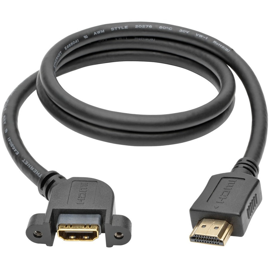 Tripp Lite 3ft High Speed HDMI Cable with Ethernet Digital Video / Audio Panel Mount M/F 3' - HDMI for Chromebook, Patch Panel, Home Theater System, Audio/Video Device, Blu-ray Player, Digital Camera  - P569-003-MF-APM - eCommerce Business Prime