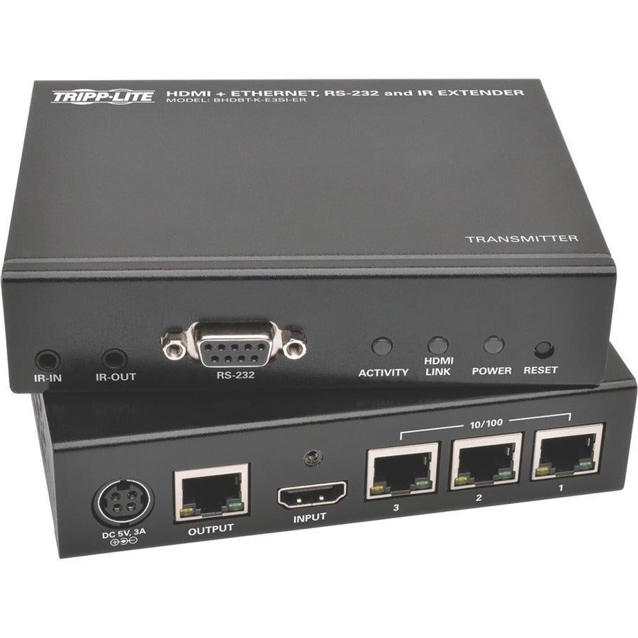 Tripp Lite HDBaseT HDMI Over Cat5e Cat6 Cat6a Extender Kit w/ Ethernet, Serial and IR Control 150m 500ft - 1 Input Device - 1 Output Device - 500 ft RangeNetwork (RJ-45) - 1 x HDMI In - 1 x HDMI Out - - BHDBT-K-E3SI-ER - eCommerce Business Prime