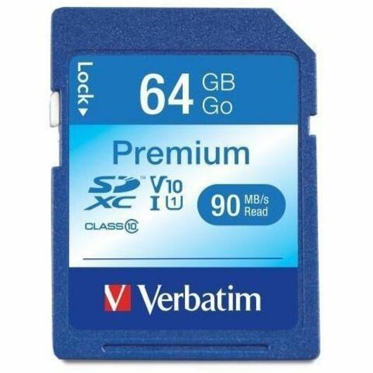 Verbatim 64GB Premium SDXC Memory Card, UHS-I Class 10 - Class 10/UHS-I (U1) - 90 MB/s Read1 Pack - 300x Memory Speed - 44024 - eCommerce Business Prime