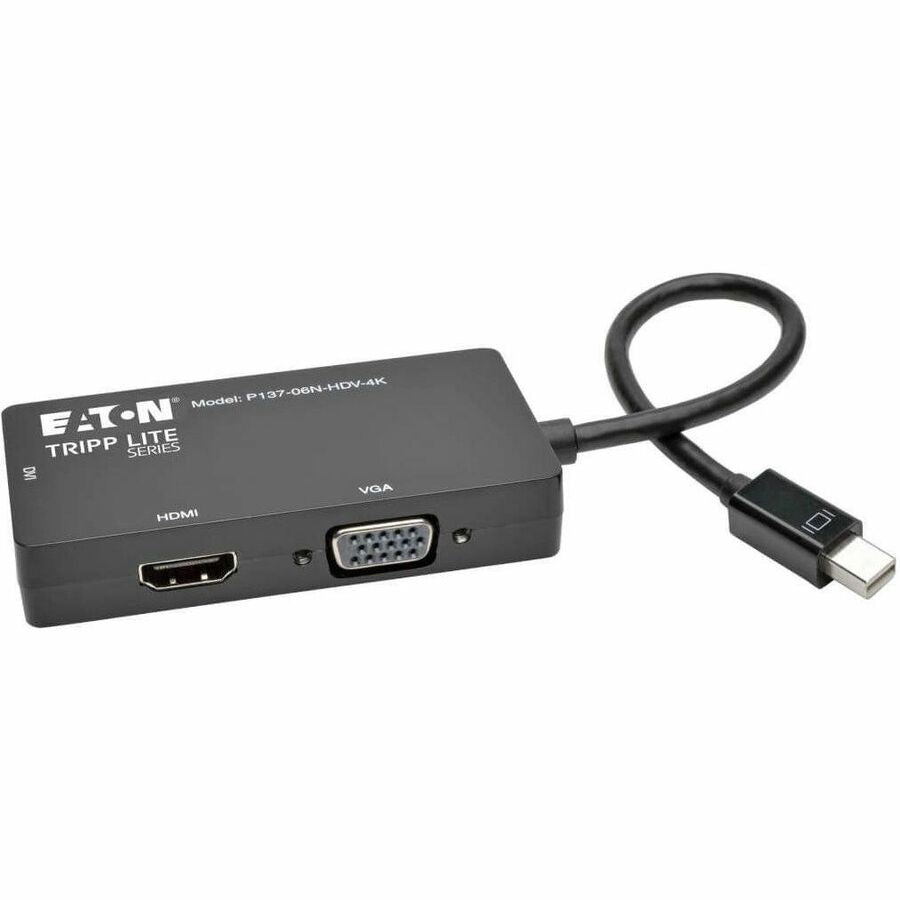 Tripp Lite 6in Mini DisplayPort to VGA / DVI / HDMI Adapter Converter 4Kx 2K 6" - Mini DisplayPort/VGA/DVI/HDMI for Audio/Video Device, Monitor, Tablet, Projector, TV - 1 x Mini DisplayPort Male Digit - P137-06N-HDV-4K - eCommerce Business Prime