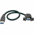 Tripp Lite USB 3.0 Superspeed Panel Mount Type-A Extension Cable M/F 1 ft - USB for Chromebook, Keyboard, Hard Drive, Flash Drive - 640 MB/s - Extension Cable - 1 ft - 1 x Type A Male USB - 1 x Type A - U324-001-APM - eCommerce Business Prime