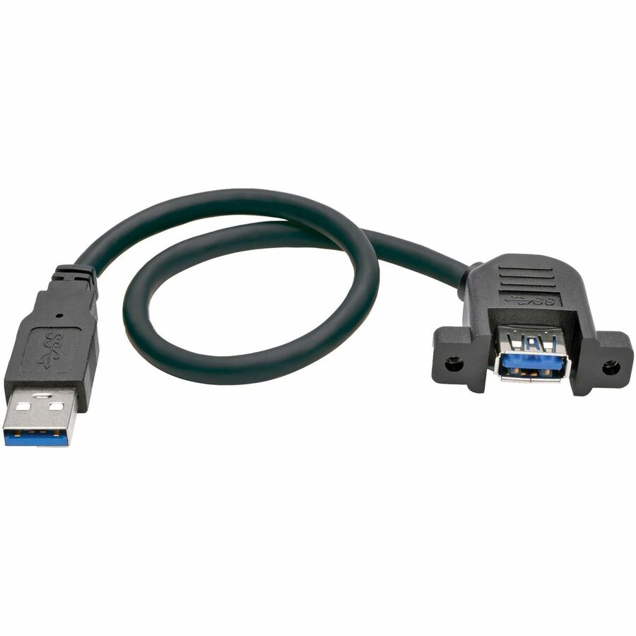 Tripp Lite USB 3.0 Superspeed Panel Mount Type-A Extension Cable M/F 1 ft - USB for Chromebook, Keyboard, Hard Drive, Flash Drive - 640 MB/s - Extension Cable - 1 ft - 1 x Type A Male USB - 1 x Type A - U324-001-APM - eCommerce Business Prime