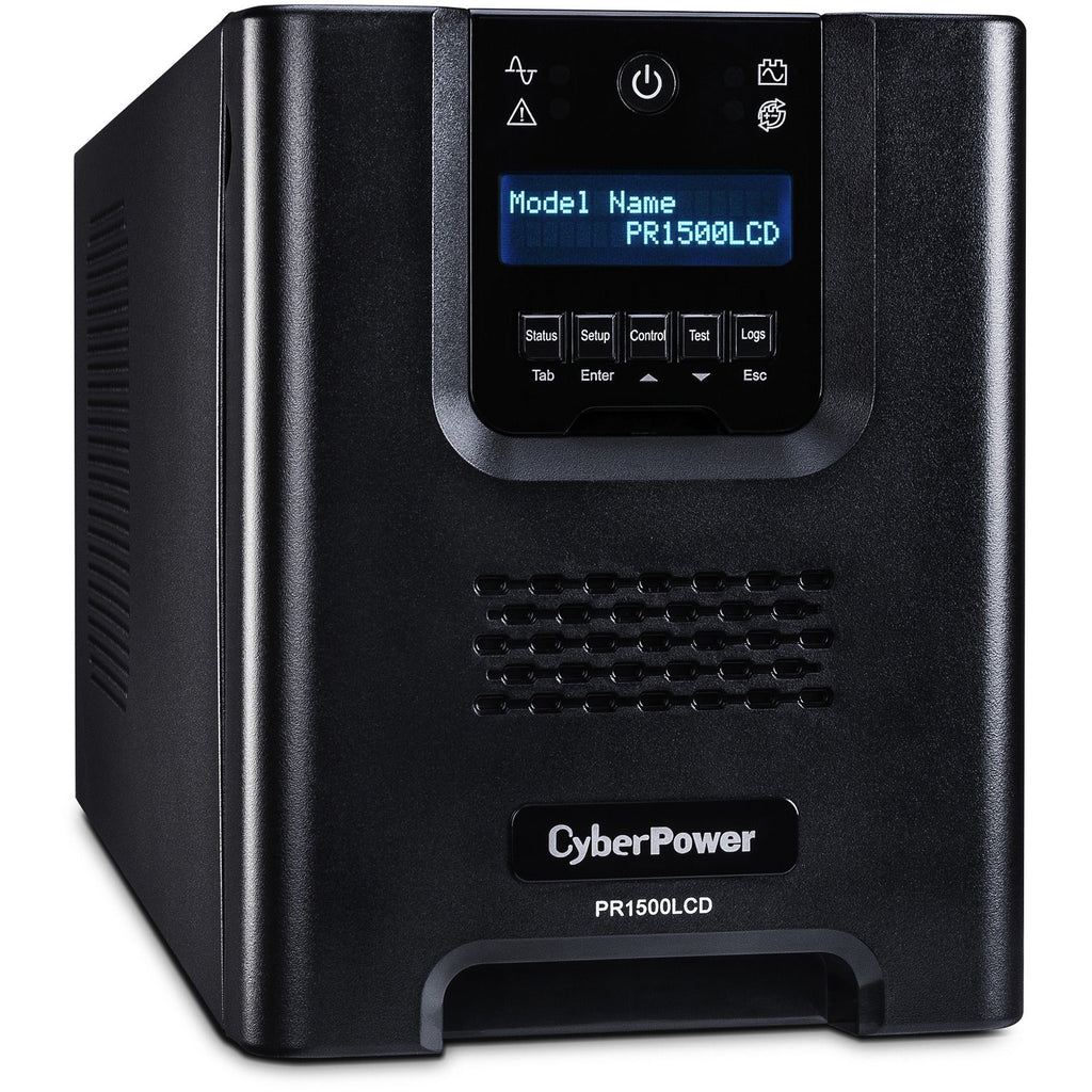 CyberPower PR1500LCDN Smart App Sinewave UPS Systems - 1500VA/1500W, 120 VAC, NEMA 5-15P, Mini-Tower, Sine Wave, 8 Outlets, LCD, PowerPanel&reg; Business, $375000 CEG, 3YR Warranty - PR1500LCDN - eCommerce Business Prime