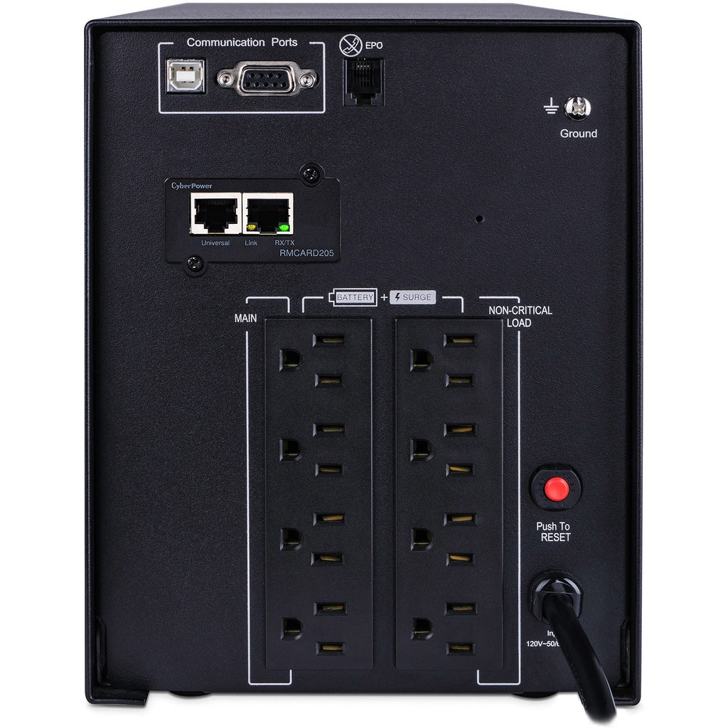 CyberPower PR1500LCDN Smart App Sinewave UPS Systems - 1500VA/1500W, 120 VAC, NEMA 5-15P, Mini-Tower, Sine Wave, 8 Outlets, LCD, PowerPanel&reg; Business, $375000 CEG, 3YR Warranty - PR1500LCDN - eCommerce Business Prime