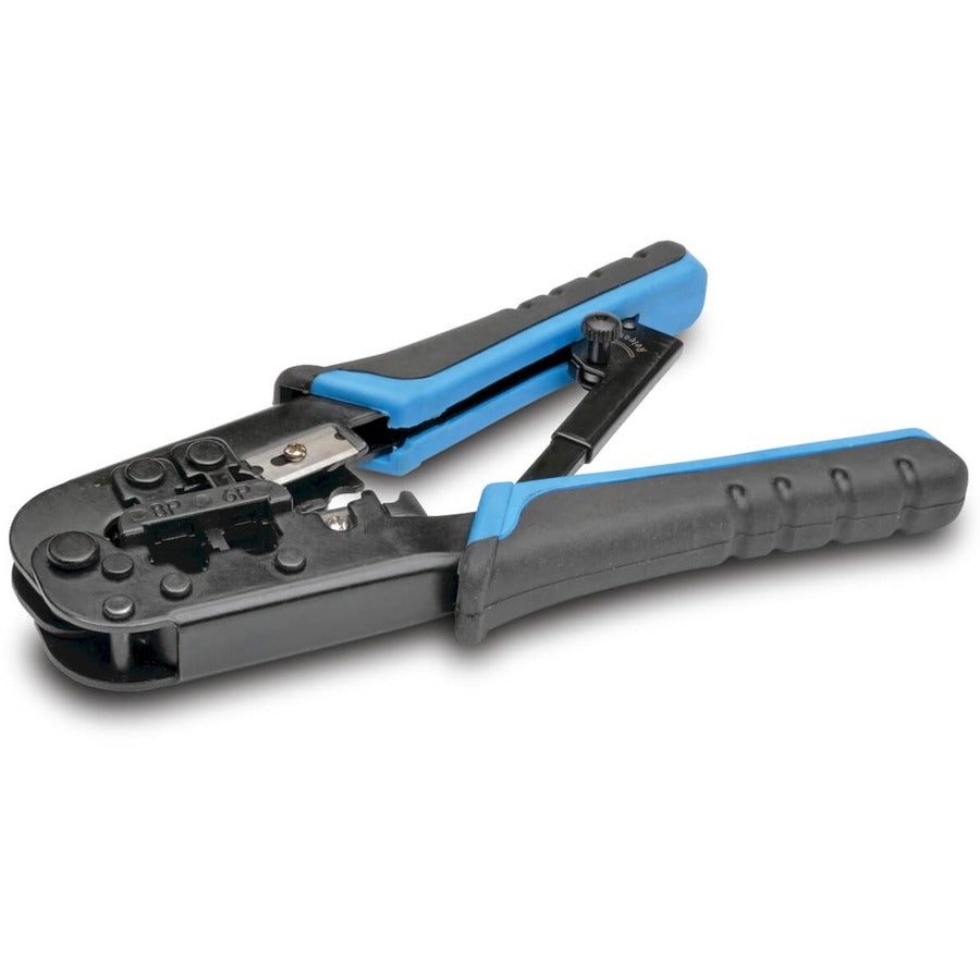 Tripp Lite RJ11 RJ12 RJ45 Crimping Tool with Cable Stripper Cat5e Cat6 - Heavy Duty, Comfortable Grip - T100-001 - eCommerce Business Prime