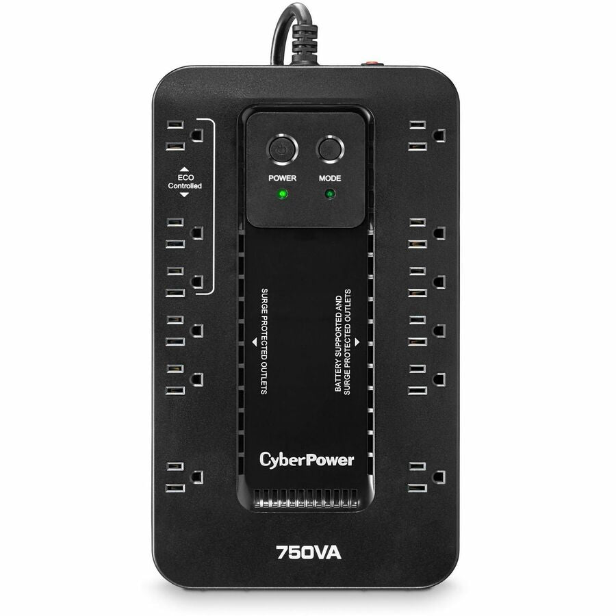 CyberPower EC750GTAA TAA Compliant UPS Systems - 750VA/450W, 120 VAC, NEMA 5-15P, Compact, 12 Outlets, PowerPanel&reg; Personal, $100000 CEG, 3YR Warranty - EC750GTAA - eCommerce Business Prime