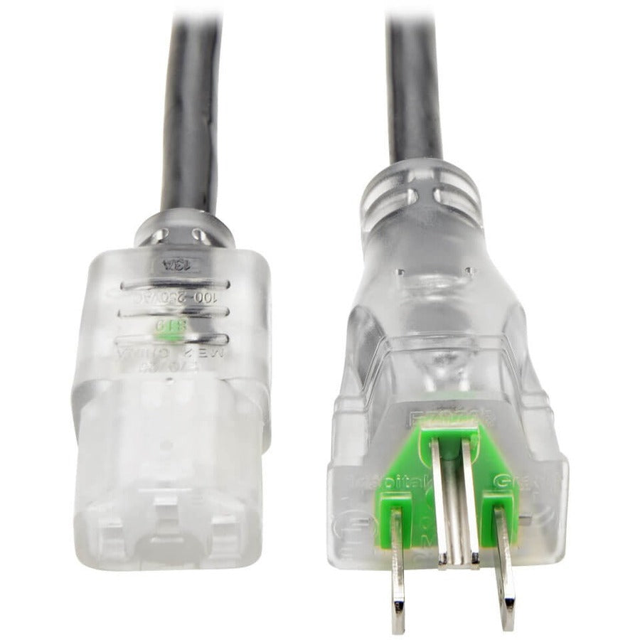 Tripp Lite Hospital Medical Power Cord 13A 16AWG 5-15P C13 Clear 3' 3ft - For Computer, Scanner, Printer, Monitor - 120 V AC Voltage Rating - 13 A Current Rating - Black - P006-003-HG13CL - eCommerce Business Prime