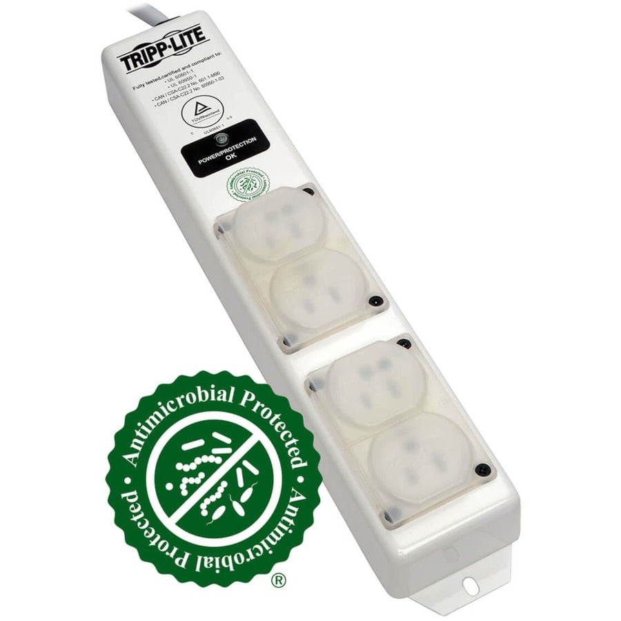 Tripp Lite Safe-IT Surge Protector Power Strip Hospital Medical Antimicrobial 4 Outlet 6' Cord - White - NEMA 5-15P-HG - 4 - 6 ft Cord - 1410 J Surge Energy - 15 A Current - 120 V AC Voltage - SPS406HGULTRA - eCommerce Business Prime