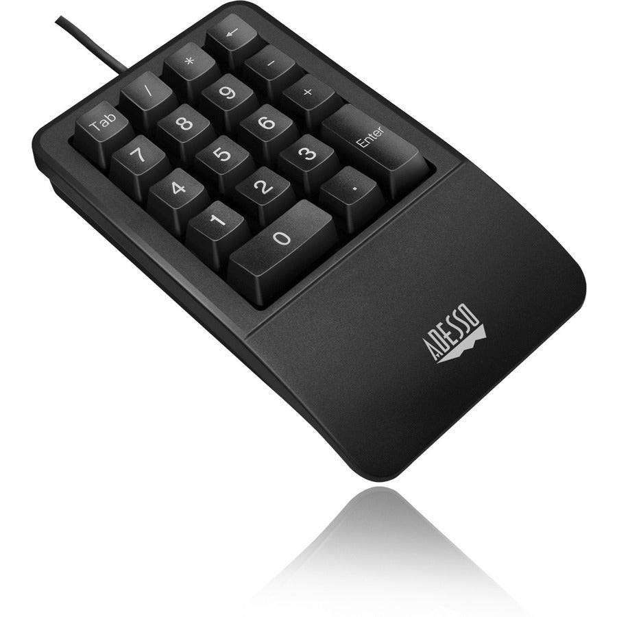 Adesso Antimicrobial Waterproof Numeric Keypad with Wrist Rest Support - Cable Connectivity - USB Interface - 18 Key - MAC - Windows, Mac OS - Membrane Keyswitch - Black - AKB-618UB - eCommerce Business Prime