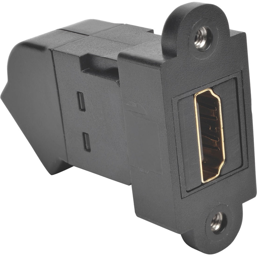 Tripp Lite HDMI Coupler Keystone Panel Mount Angled All-in One F/F Black - 1 x HDMI Female Digital Audio/Video - 1 x HDMI Female Digital Audio/Video - Gold Plated Connector - Black - P164-000-KPA-BK - eCommerce Business Prime