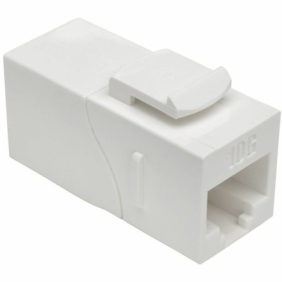 Tripp Lite Cat6a Straight Through Modular In Line Snap -In Coupler RJ45 F/F - 1 x RJ-45 Female Network - 1 x RJ-45 Female Network - Gold Plated Contact - White - N235-001-WH-6AD - eCommerce Business Prime