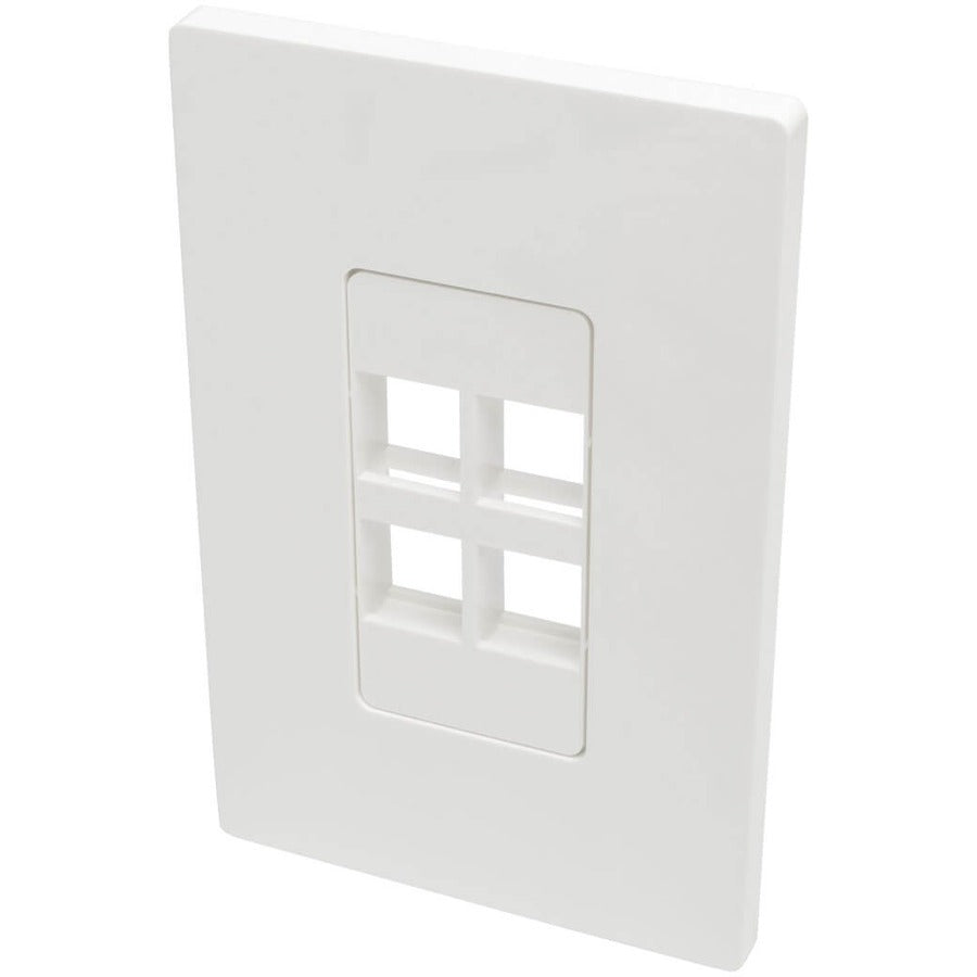 Tripp Lite Single-Gang 4-Port Wall Plate Keystone Cat5/6 USB HDMI Dport RCA - 4 x Total Number of Socket(s) - 1-gang - White - Polycarbonate - N080-104 - eCommerce Business Prime