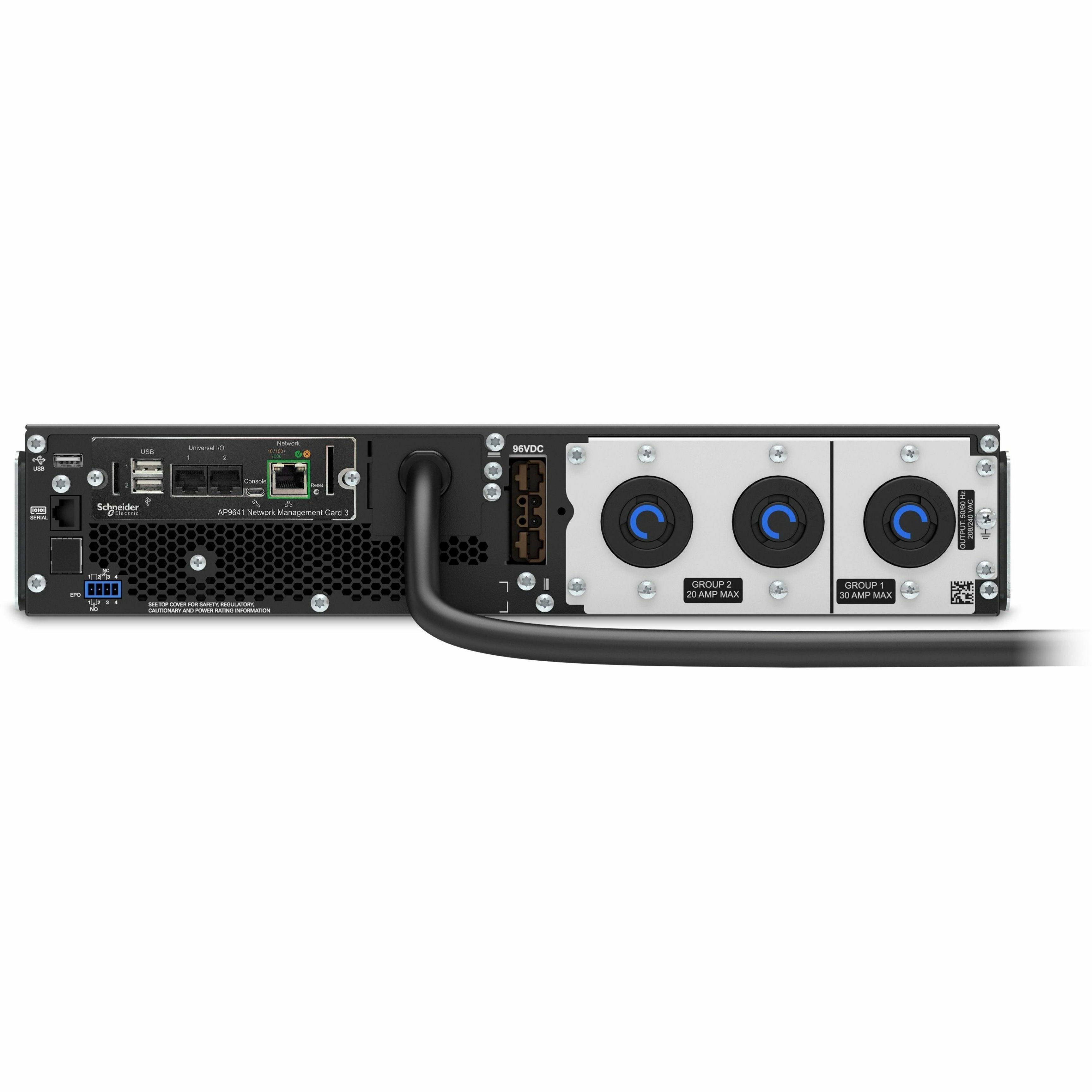 APC by Schneider Electric Smart-UPS SRT 3000VA RM 208V Network Card - 2U Rack-mountable - 3 Hour Recharge - 208 V AC Input - 208 V AC Output - 2 x NEMA L6-20R, 1 x NEMA L6-30R - SRT3000RMXLT-NC - eCommerce Business Prime