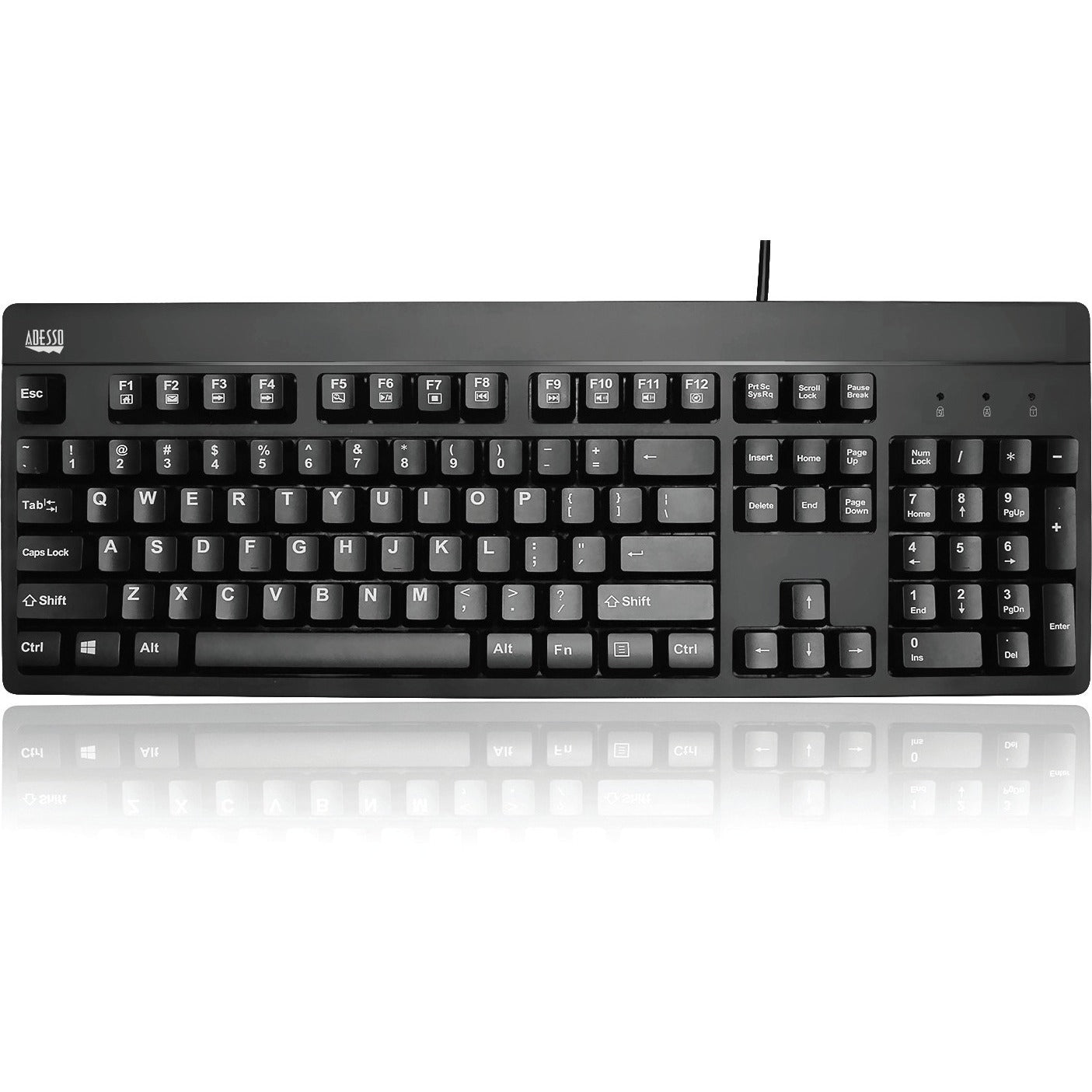 Adesso EasyTouch 630UB - Antimicrobial Waterproof Keyboard - Cable Connectivity - USB Interface - 104 Key Windows Key Hot Key(s) - English (US) - QWERTY Layout - MAC - Windows, Mac OS - Membrane Keysw...  - AKB-630UB - eCommerce Business Prime