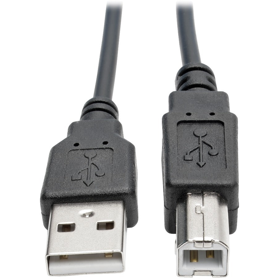 Tripp Lite 10ft Hi-Speed USB 2.0 to USB B Cable Coiled USB A-B M/M 10' - USB for Scanner, Notebook - 60 MB/s - 10 ft - 1 x Type A Male USB - 1 x Type B Male USB - Nickel Plated - Shielding - Black - U022-010-COIL - eCommerce Business Prime