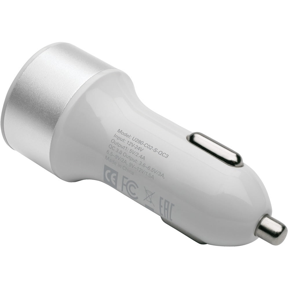 Tripp Lite Dual USB Car Charger w/ Quick Charge 3.0 for Tablets Smartphones - 12 V DC Input Voltage - 5 V DC, 9 V DC, 12 V DC Output Voltage - 3 A Output Current - U280-C02-S-QC3 - eCommerce Business Prime
