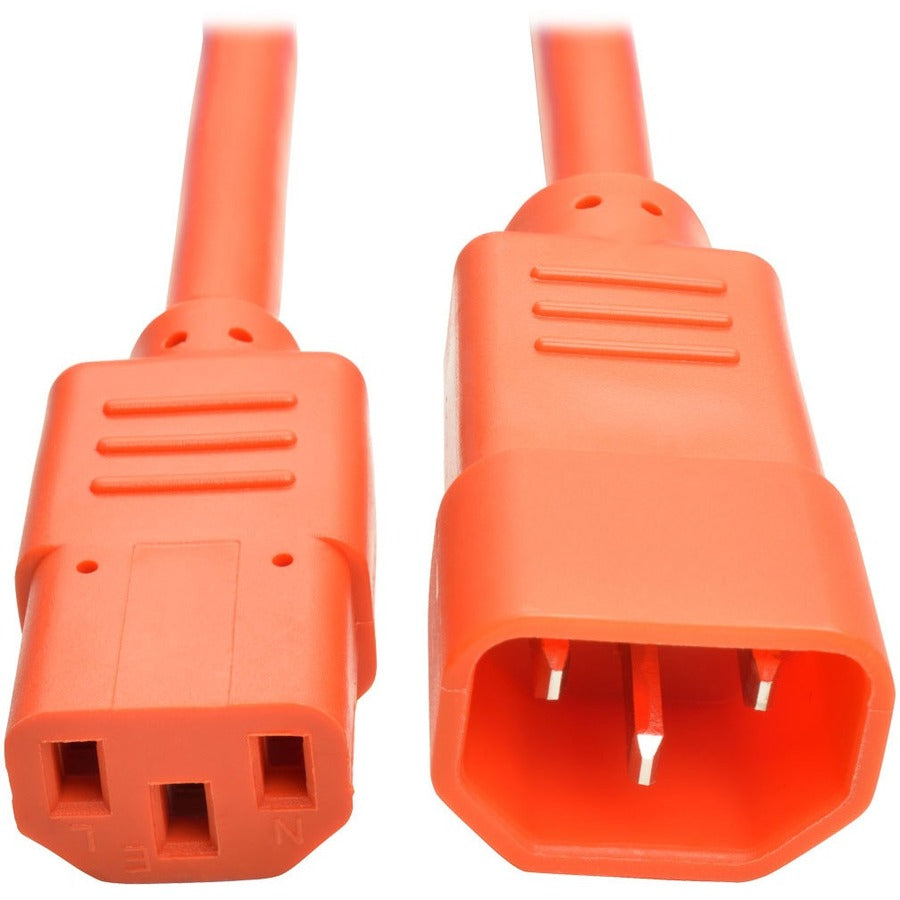 Tripp Lite 2ft Heavy Duty Power Extension Cord 15A 14 AWG C14 C13 Orange 2' - For Computer, Scanner, Printer, Monitor, Power Supply - 250 V AC Voltage Rating - 15 A Current Rating - Orange - P005-002-AOR - eCommerce Business Prime