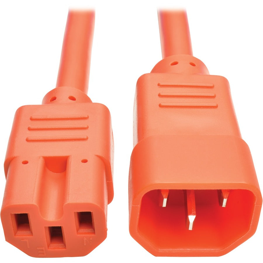 Tripp Lite 6ft Heavy Duty Power Extension Cord 15A 14 AWG C14 C15 Orange 6' - For PDU, UPS, Computer, Storage Device, Server, Electronic Equipment - 250 V AC Voltage Rating - 15 A Current Rating - Ora...  - P018-006-AOR - eCommerce Business Prime