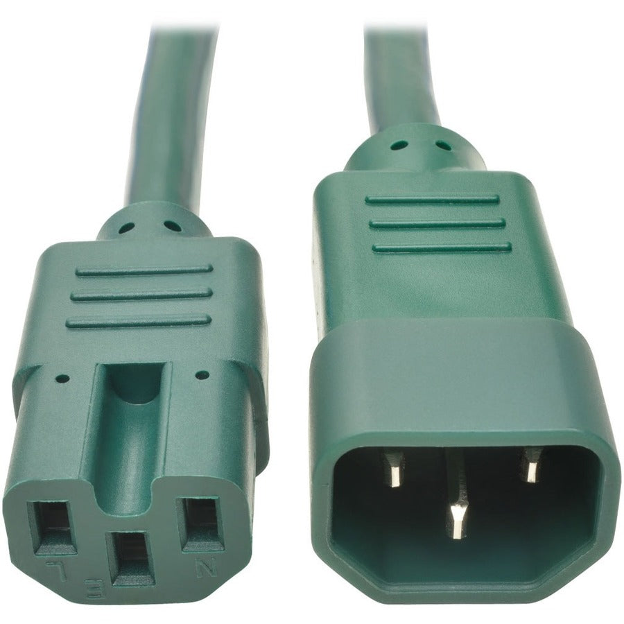Tripp Lite Heavy Duty Computer Power Cord 15A 14AWG C14 to C15 Green 3' 3ft - For PDU, UPS - 250 V AC Voltage Rating - 15 A Current Rating - Green - P018-003-AGN - eCommerce Business Prime