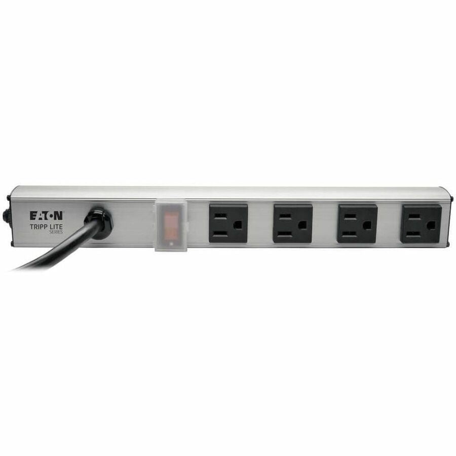 Tripp Lite 4-Outlet Power Strip NEMA 5-15R 5-15P 10ft Cord 12 inches Metal - NEMA 5-15P - 4 x NEMA 5-15R - 10 ft Cord - 15 A Current - 120 V AC Voltage - Gray, Black - PS120410 - eCommerce Business Prime