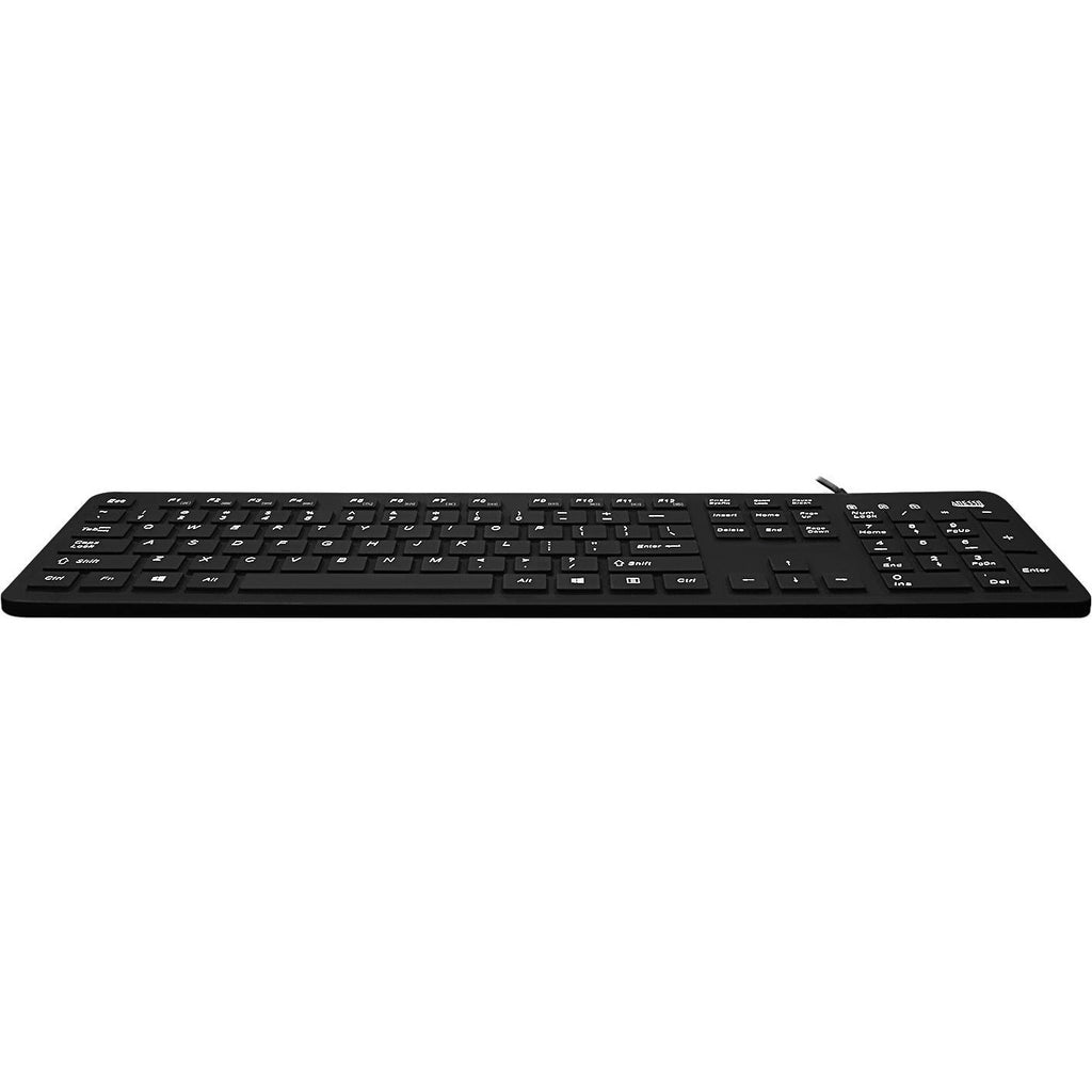 Adesso Antimicrobial Waterproof Desktop Keyboard - Cable Connectivity - USB Interface - 104 Key - English (US) - QWERTY Layout - Computer, MAC - TouchPad - PC, Windows, Mac OS - Membrane Keyswitch - Black ADESSO