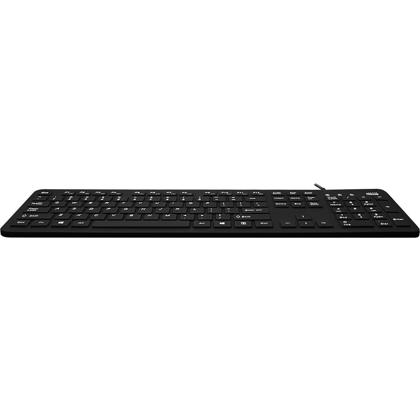 Adesso Antimicrobial Waterproof Desktop Keyboard - Cable Connectivity - USB Interface - 104 Key - English (US) - QWERTY Layout - Computer, MAC - TouchPad - PC, Windows, Mac OS - Membrane Keyswitch - Black ADESSO
