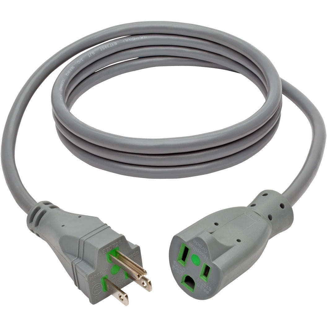 Tripp Lite Hospital Medical Power Extension Cord 5-15P 5-15R 13A Gray 6' - 125 V AC Voltage Rating - 13 A Current Rating - Gray - P022-006-GY-HG - eCommerce Business Prime