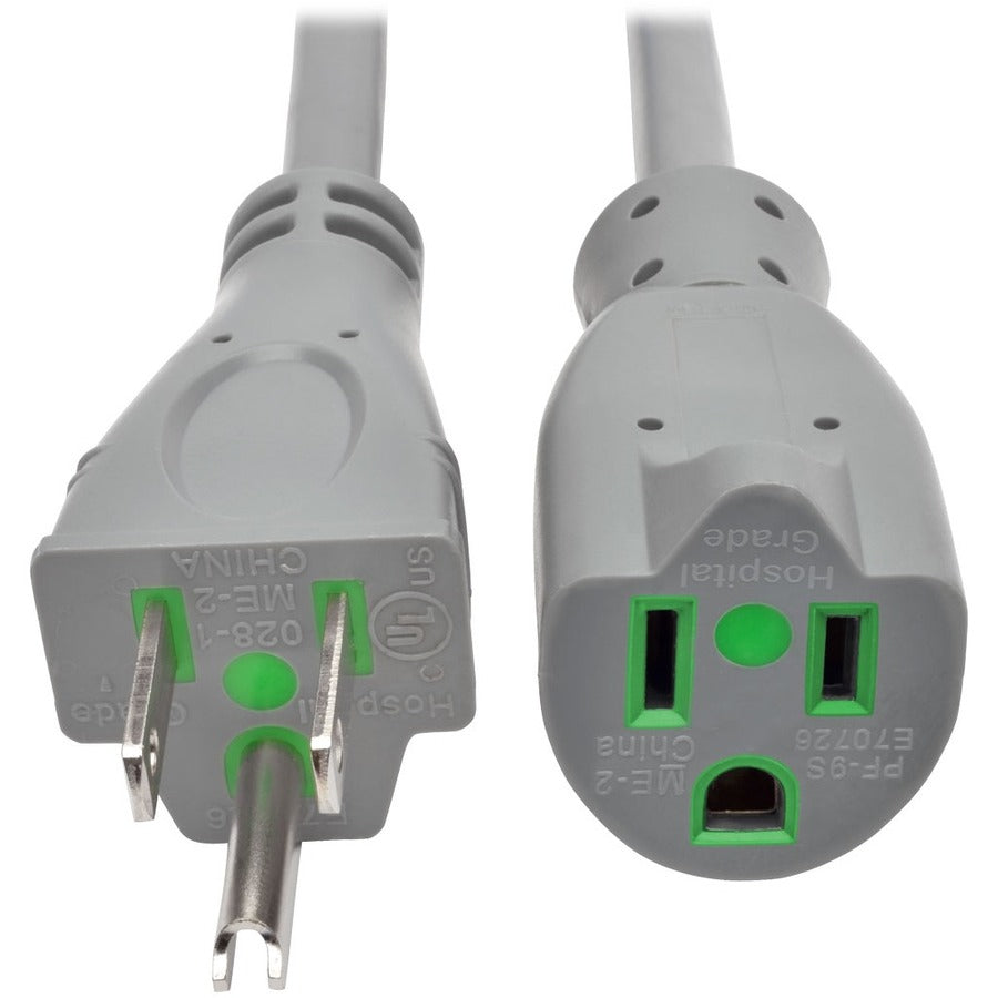 Tripp Lite Hospital Medical Power Extension Cord 5-15P 5-15R 15A Gray 6' - 125 V AC Voltage Rating - 15 A Current Rating - Gray - P024-006-GY-HG - eCommerce Business Prime