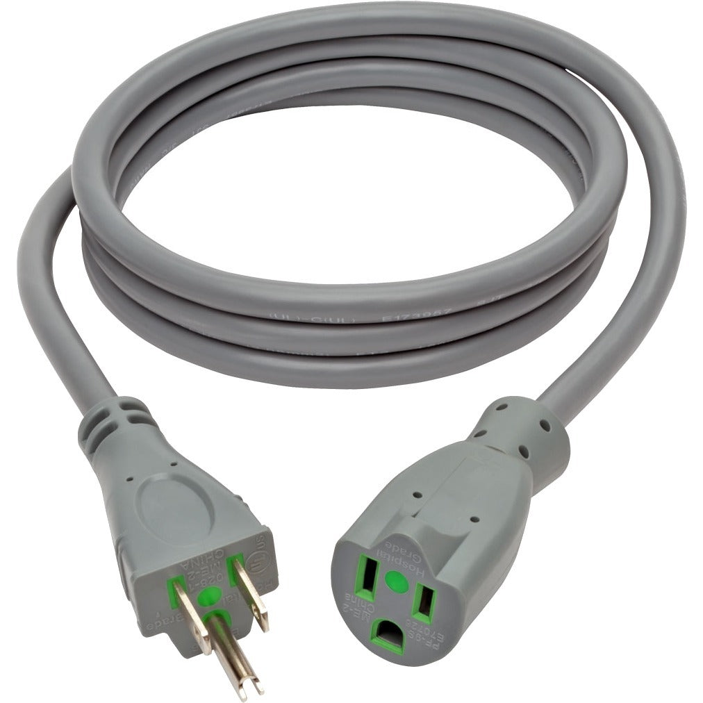 Tripp Lite Hospital Medical Power Extension Cord 5-15P 5-15R 15A Gray 6' - 125 V AC Voltage Rating - 15 A Current Rating - Gray - P024-006-GY-HG - eCommerce Business Prime