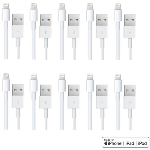 4XEM 10 Pack 3Ft 1M charging data and sync Cable For Apple iphone 5 5s 6 6s 6plus 7 7plus - Family pack of Lightning to USB data sync cable forApple iPad, iPhone, iPod 3 ft 1 x Lightning Male Propriet...  - 4XLIGHTNING10PK - eCommerce Business Prime