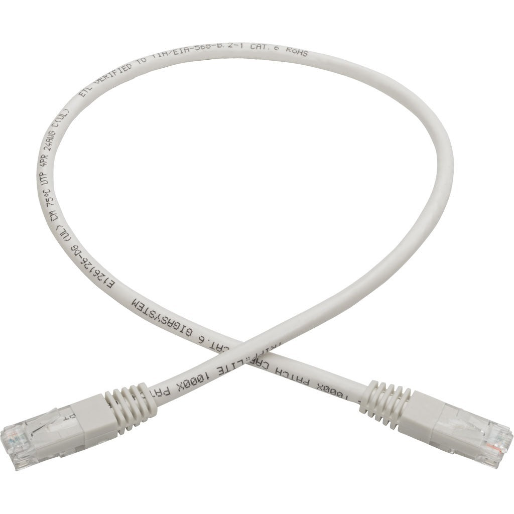 Tripp Lite 2ft Cat6 Gigabit Molded Patch Cable RJ45 M/M 550MHz 24 AWG White - Category 6 for Network Device, Router, Modem, Blu-ray Player, Printer, Computer - 128 MB/s - Patch Cable - 2 ft - 1 x RJ-4...  - N200-002-WH - eCommerce Business Prime