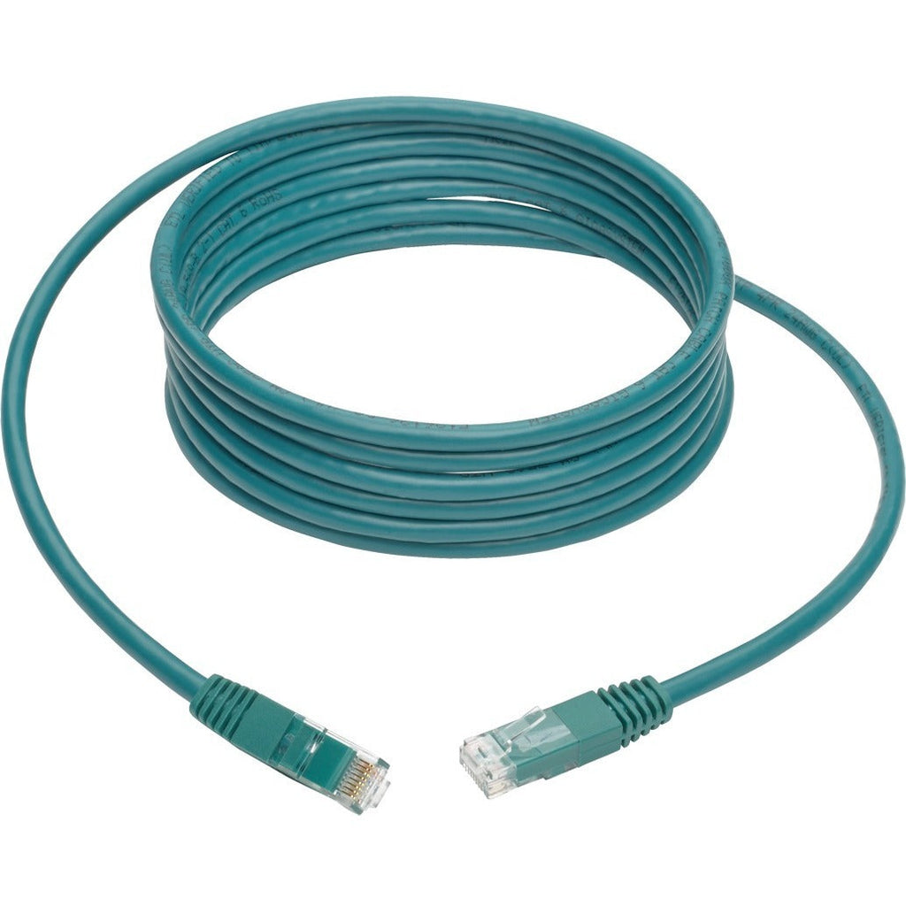 Tripp Lite 10ft Cat6 Gigabit Molded Patch Cable RJ45 M/M 550MHz 24AWG Green - Category 6 for Network Device, Router, Modem, Blu-ray Player, Printer, Computer - 128 MB/s - Patch Cable - 10 ft - 1 x RJ-...  - N200-010-GN - eCommerce Business Prime